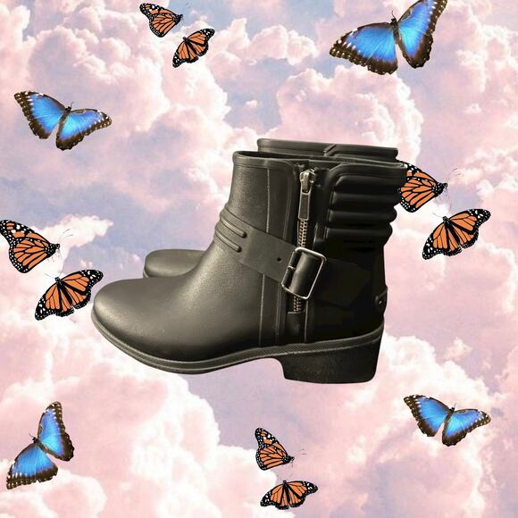 Sperry Top-Sider Black Waterproof Aeriel Beck Rain Moto Style Ankle Boots - Picture 1 of 4